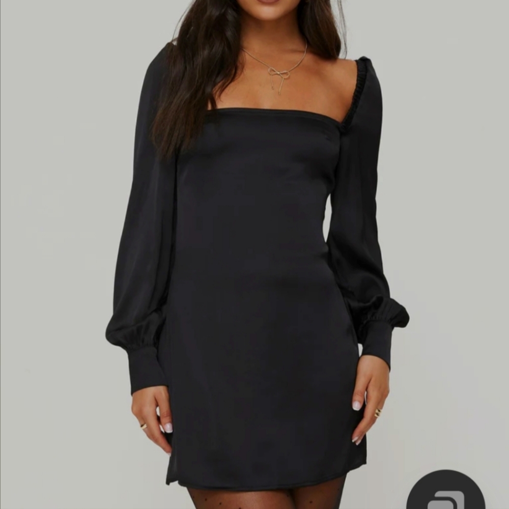 COTTEE SATIN MINI DRESS BLACK